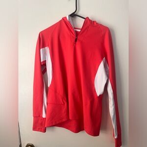 REI women’s lightweight activewear 1/4 Zip Pullover Hoodie Medium Orange